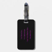 Monogram Neon Roze Magenta Zwart Aangepaste Kleur Bagagelabel (Achterkant verticaal)
