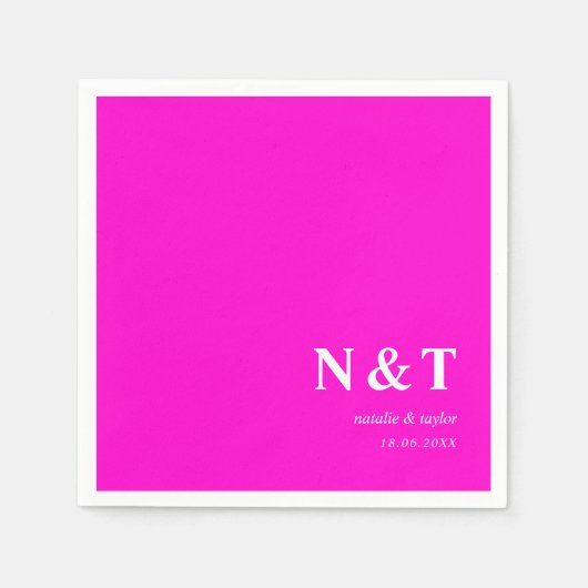 Monogram neon-roze servet (Voorkant)
