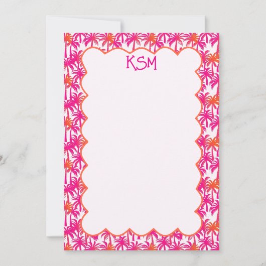Monogram Neon Roze Sinaasappel Palmboom Ibiza Kaart (Voorkant)