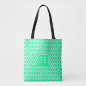 Monogram neonsteengroen diamantpatroon tote bag (Voorkant)