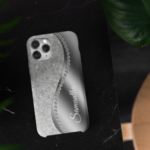 Monogram Nep Diamond Zilver Bling iPhone 13 Pro Hoesje