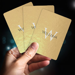 Monogram nep goud folie aangepaste naam initiaal m pokerkaarten