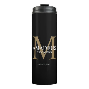 Monogram nep-goud Naam thermische tumbler Thermosbeker