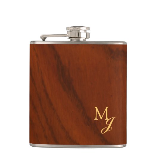 Monogram Nep Hout Heupfles (Voorkant)