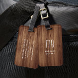 Monogram nep houten textuur bagagelabel<br><div class="desc">Monogram Faux Wood Textuur Print Bagagelabel.</div>