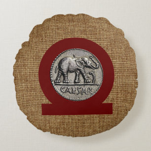 Monogram nepburlap olifant Caesar Roman Rond Kussen