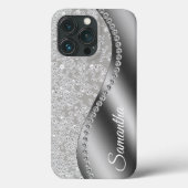 Monogram nepdiamant zilver Bling Case-Mate iPhone Case (Achterkant)