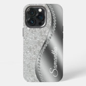 Monogram nepdiamant zilver Bling iPhone Hoesje (Achterkant)