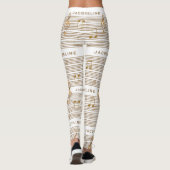 Monogram Nepgoud Noten en Sleutel op WIT Leggings (Achterkant)