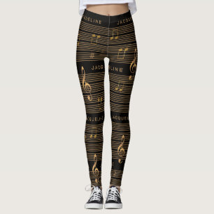 Monogram Nepgoud Noten en Sleutel op ZWART Leggings