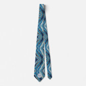 Monogram Nepzijde Heren Das | Blauw + Goud Marmer (Voorkant)