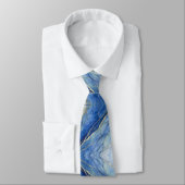 Monogram Nepzijde Heren Das | Blauw + Goud Marmer (Gebonden)