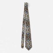 Monogram Nepzijde Heren Das | Blauw + Goud Marmer (Achterkant)
