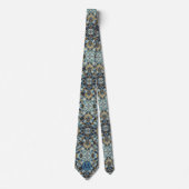 Monogram Nepzijde Heren Das | Blauw + Goud Marmer (Voorkant)