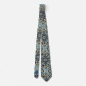 Monogram Nepzijde Heren Das | Blauw + Goud Marmer (Achterkant)