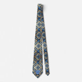 Monogram Nepzijde Heren Das | Blauw + Goud Marmer (Voorkant)