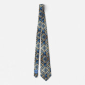 Monogram Nepzijde Heren Das | Blauw + Goud Marmer (Achterkant)