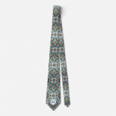 Monogram Nepzijde Heren Das | Blauw + Goud Marmer (Voorkant)