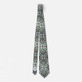 Monogram Nepzijde Heren Das | Blauw + Goud Marmer (Achterkant)