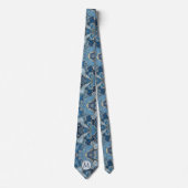 Monogram Nepzijde Heren Das | Blauw + Goud Marmer (Voorkant)