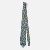 Monogram Nepzijde Heren Das | Blauw + Goud Marmer (Voorkant)