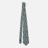 Monogram Nepzijde Heren Das | Blauw + Goud Marmer (Achterkant)