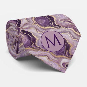 Monogram Nepzijde Heren Das Paars + Goud Marmer