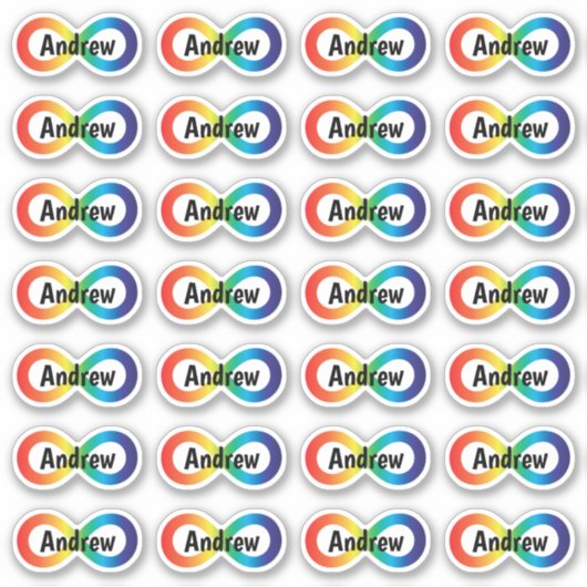 Monogram Neurodiversity Autism Acceptatie Rainbow Sticker (Voorkant)