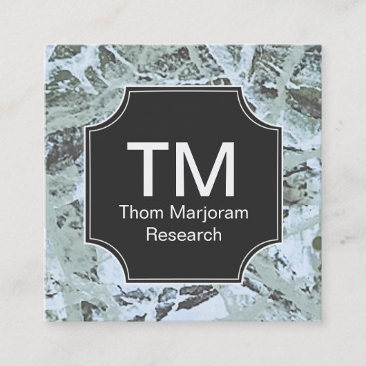 Monogram neutraal groen Abstract Vierkante Visitekaartje (Voorkant)