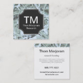 Monogram neutraal groen Abstract Vierkante Visitekaartje (Voorkant / Achterkant)