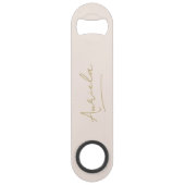Monogram Neutraal Modern Blush Roze Goud Handteken Speed Flessenopener (Voorkant)