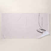 Monogram Neutraal Modern Elegant Kalligrafiescript Strandlaken (Voorkant)