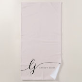 Monogram Neutraal Modern Elegant Kalligrafiescript Strandlaken (Voorkant)