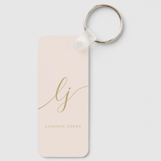 Monogram Neutraal Modern Minimaal Stijlvol Blush G Sleutelhanger (Achterkant)