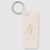 Monogram Neutraal Modern Minimaal Stijlvol Blush G Sleutelhanger (Voorkant)