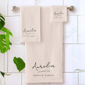 Monogram Neutraal Modern Minimaal Stijlvol Blush R Bad Handdoek