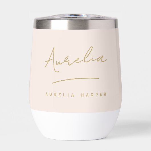 Monogram Neutraal Modern Minimal Blush Pink Gold (Voorkant)