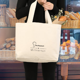 Monogram Neutraal Modern Minimalist Elegant Grote Tote Bag