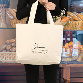 Monogram Neutraal Modern Minimalist Elegant Grote Tote Bag