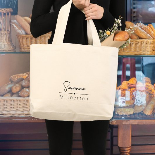 Monogram Neutraal Modern Minimalist Elegant Grote Tote Bag