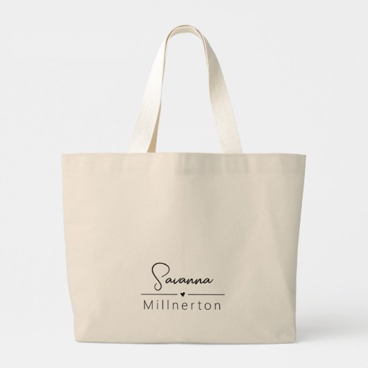 Monogram Neutraal Modern Minimalist Elegant Grote Tote Bag (Achterkant)