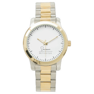 Monogram Neutraal Modern Minimalist Elegant Horloge