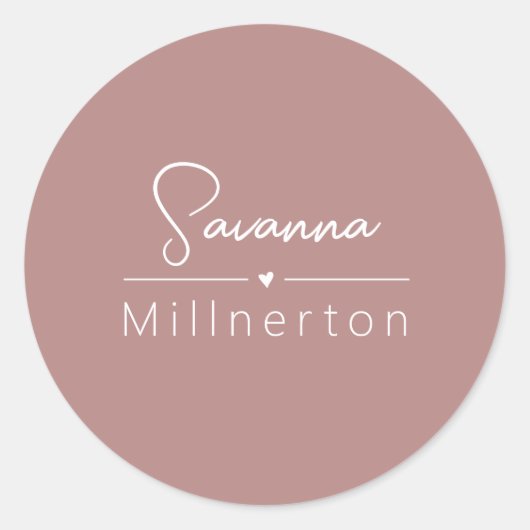 Monogram Neutraal Modern Minimalist Elegant Ronde Sticker (Voorkant)