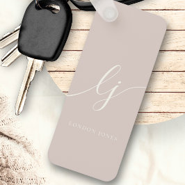 Monogram Neutraal Modern Minimalistisch Dusty Pink Sleutelhanger