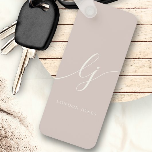 Monogram Neutraal Modern Minimalistisch Dusty Pink Sleutelhanger