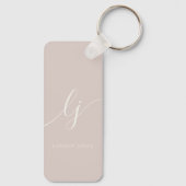 Monogram Neutraal Modern Minimalistisch Dusty Pink Sleutelhanger (Achterkant)