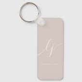 Monogram Neutraal Modern Minimalistisch Dusty Pink Sleutelhanger (Voorkant)