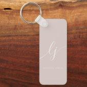 Monogram Neutraal Modern Minimalistisch Dusty Pink Sleutelhanger (Voorkant)