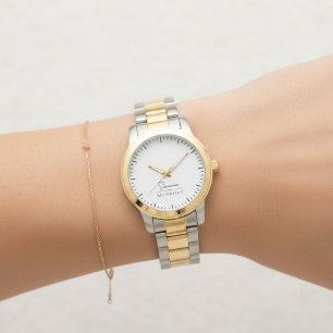 Monogram Neutraal Modern Minimalistisch Elegant Horloge