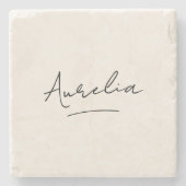 Monogram Neutraal Modern Minimalistisch Script Ivo Stenen Onderzetter (Voorkant)